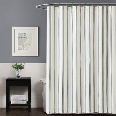 Black and White Striped Microfiber Shower Curtain