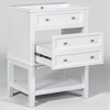 24" White Bathroom Vanity with Sink, Freestanding Solid Wood & MDF Cabinet with Drawer and Open Shelf, Ceramic Top - 4 of 4