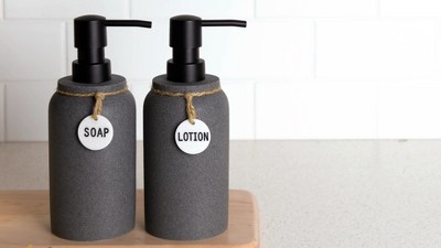 Eton Dark Gray Resin and Plastic Lotion Pump Set