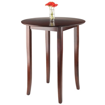 Fiona Round Walnut Wood Counter Height Pub Table