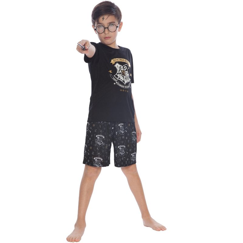 HARRY POTTER Boys Little Hogwarts Wizard Crest Pajama Short Set, 1 of 4