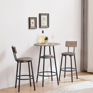 Hrinhom 3-Piece Bar Table Set with Shelf,Dining Table Set - 1 of 4