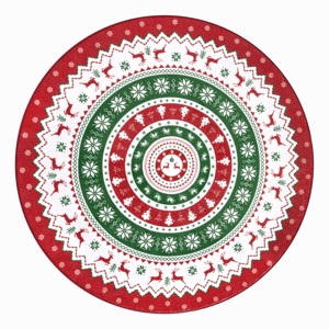 Oversart Christmas Party Machine Washable Area Rug Red/White/Green - 1 of 4