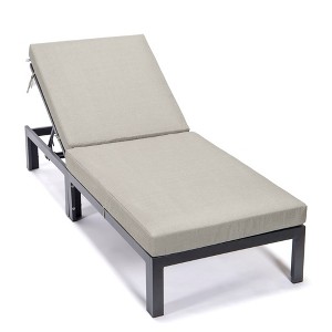 LeisureMod Chelsea Modern Outdoor Patio Lounge Chairs with Black Frame - 1 of 4