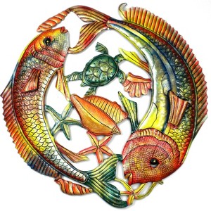 Slickblue Stunning 24-Inch Painted Two Fish Jumping Metal Art, Durable Steel for Indoor/Outdoor Use - 1 of 3