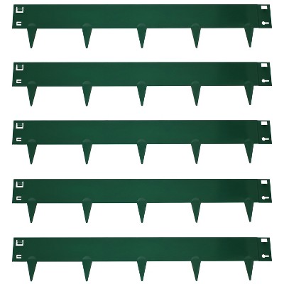 Sunnydaze Outdoor Lawn and Garden Heavy-Duty Steel Metal Flexible Landscape Edging Borders - 16' - Green - 5pk