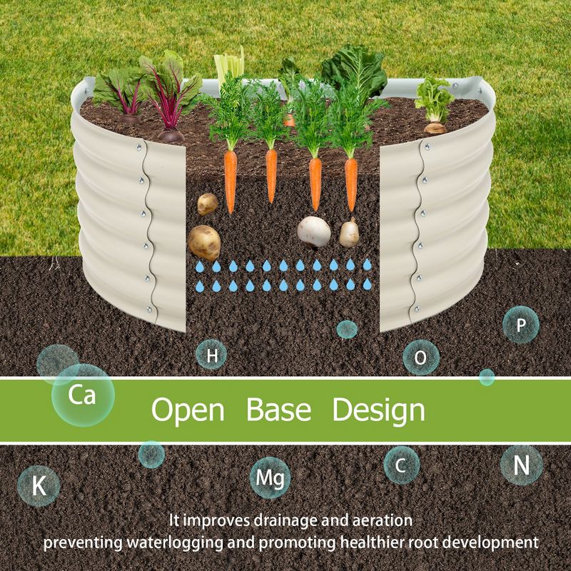 Aoodor Metal Raised Garden Bed - 42''(L) x 24''(W) x 17''(H) - Outdoor Garden Planter Box - Beige (Set of 2), 4 of 8