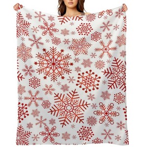 Cute Christmas Snowflakes Christmas Throw Blanket Soft Fleece Christmas Blanket Cozy Flannel Throw for Couch Bed 60x80 inches - 1 of 1
