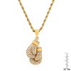 Steeltime 24" 18k gold plated stainless steel and simulated diamonds boxing gloves pair pendant - 3 of 4