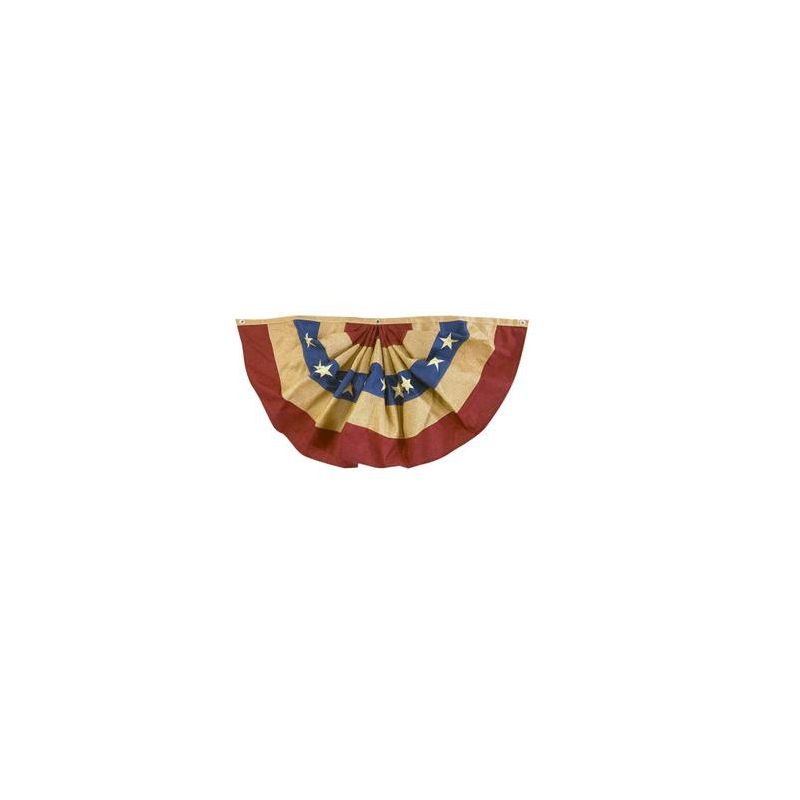 Briarwood Lane Burlap Patriotic Embroidered Bunting USA 48" x 24" Pleated Banner with Brass Grommets, 2 of 5