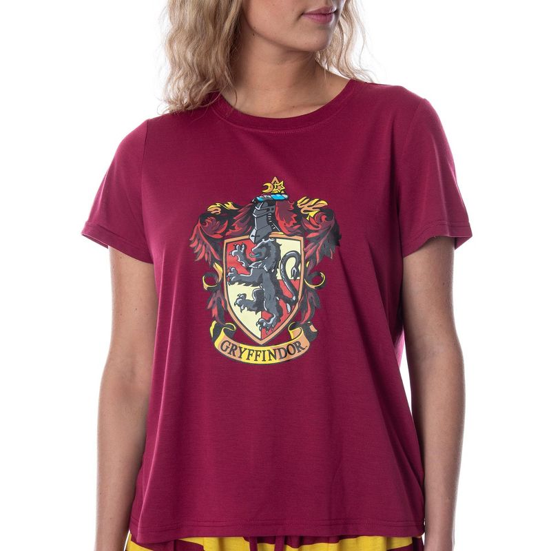 Harry Potter Women's Hogwarts Castle Shirt and Shorts Pajama Set - All 4 Houses, 3 of 7