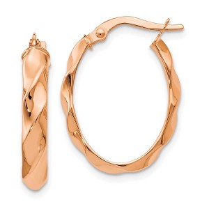 Black Bow Jewelry 4mm Twisted Oval Hoop Earrings in 14k Rose Gold, 22mm (7/8 Inch) - 1 of 4