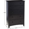 NicBex  5 Drawers Dresser for Bedroom,Black Chest of Drawers with Round Handle,Modern Wood Dressers for Closet,Living Room,Hallway,Black - 3 of 4