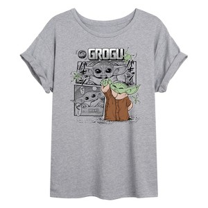 Women's - Star Wars - The Mandalorian Grogu Panels Oversized Graphic T-Shirt - 1 of 4