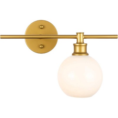 Elegant Lighting Collier 1 light Brass and Frosted white glass right Wall sconce