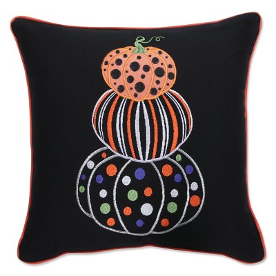 16.5"x16.5" Indoor Thanksgiving Pumpkin Stack Black Square Throw Pillow  - Pillow Perfect