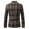 Men's Retro Checkered Single-Button Blazer, Peak Lapel Long Sleeve Suit Jacket - 3 of 4