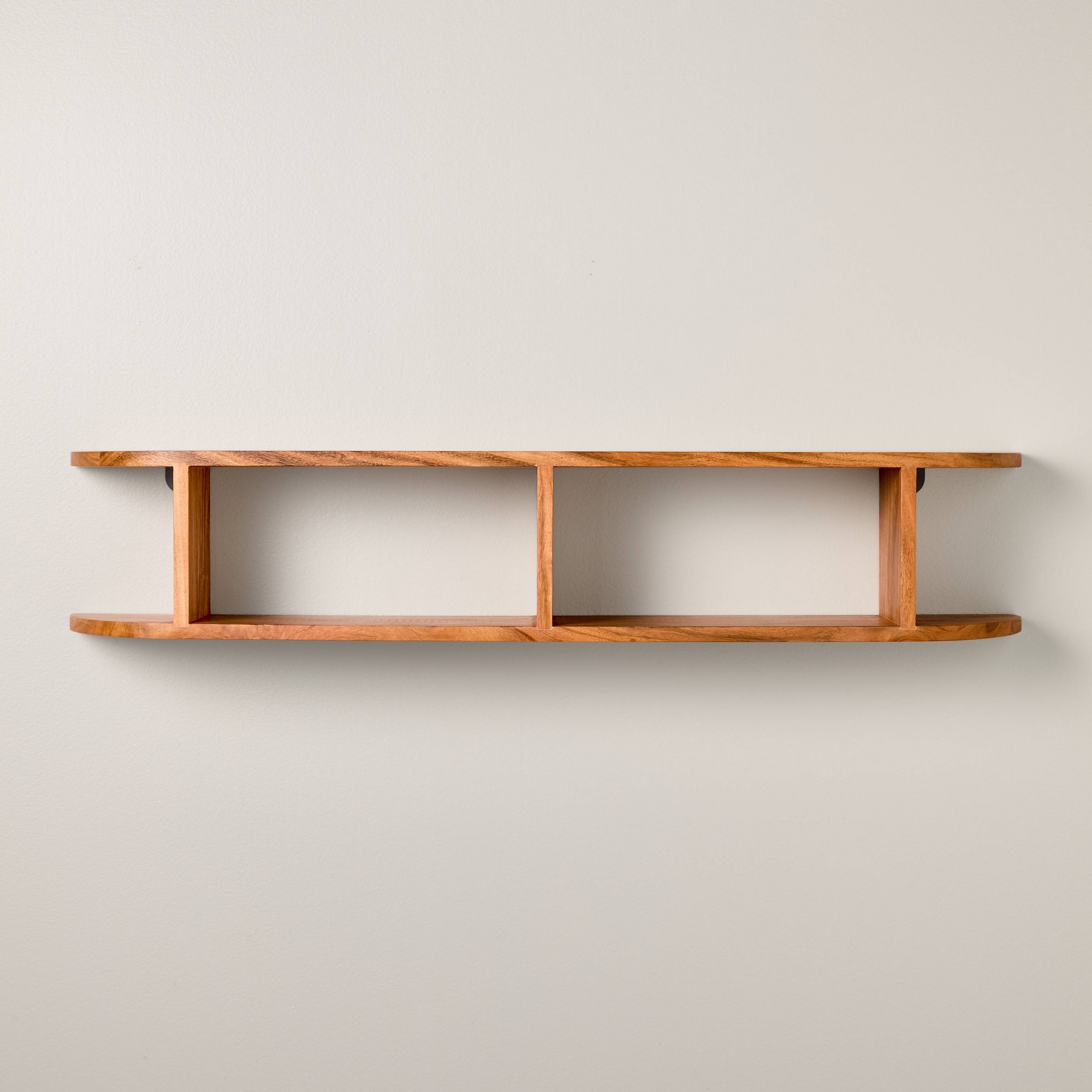 42" Rounded Edge Two Tier Wood Shelf Brown - Hearth & Hand™ with Magnolia