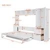 Full/Queen Murphy Bed, Wooden Cabinet Bed Wall Bed with Closet and Drawers, Folding Bed for Guest Room Small Room - 4 of 4