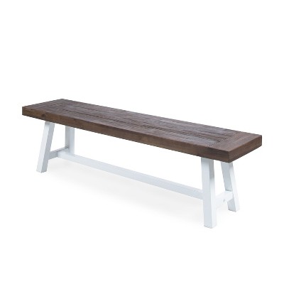 Christopher Knight Home Bowman Outdoor Acacia Wood 63" W Bench with Iron Legs