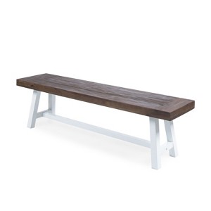 Christopher Knight Home Bowman Outdoor Acacia Wood 63" W Bench with Iron Legs - 1 of 4