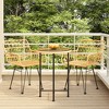 vidaXL Bistro Set Outdoor Patio Balcony Table and Chairs Rattan Look 3 Piece - Brown - 2 of 4