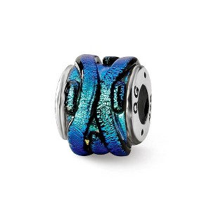 Black Bow Jewelry Blue Textured Dichroic Glass Sterling Silver Bead Charm - 1 of 3
