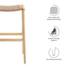 Modway Saorise Wood Bar Stool - Set of 2 – Rustic Farmhouse Counter Height Stools with Saddle Seat and Footrest - 2 of 4