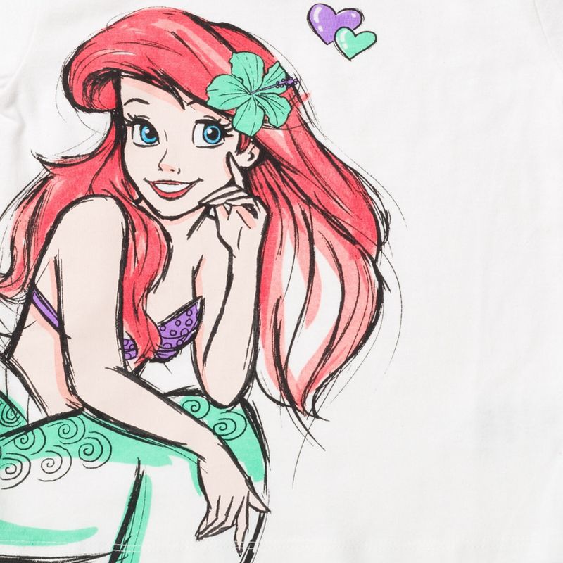 Disney Princess Ariel Cinderella Tiana Snow White Rapunzel Girls 3 Pack T-Shirts Toddler, 5 of 8
