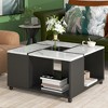 Whisen Modern 2-layer Coffee Table with Casters and Removable Tray - image 2 of 4