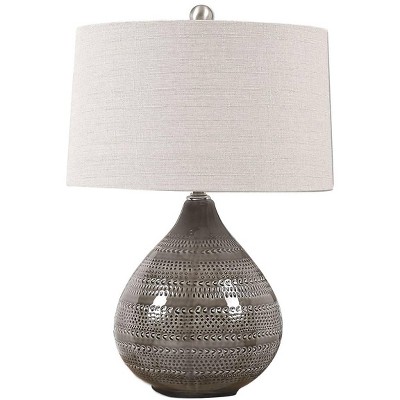 Uttermost Batova 24 1/2" Smoke Gray Glaze Teardrop Ceramic Table Lamp