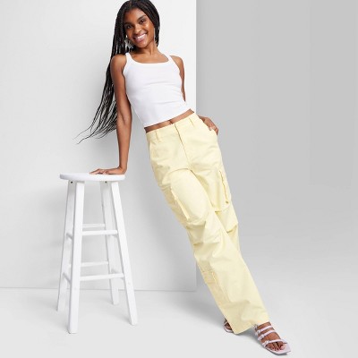 Women's High-Rise Cargo Utility Pants - Wild Fable™ Light Yellow S