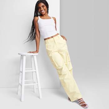 Women's High-rise Wide Leg French Terry Sweatpants - Wild Fable™ Yellow L :  Target