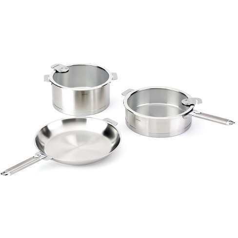 Gourmet Edge 7 Piece Stainless Steel Cookware Set with Glass Lids