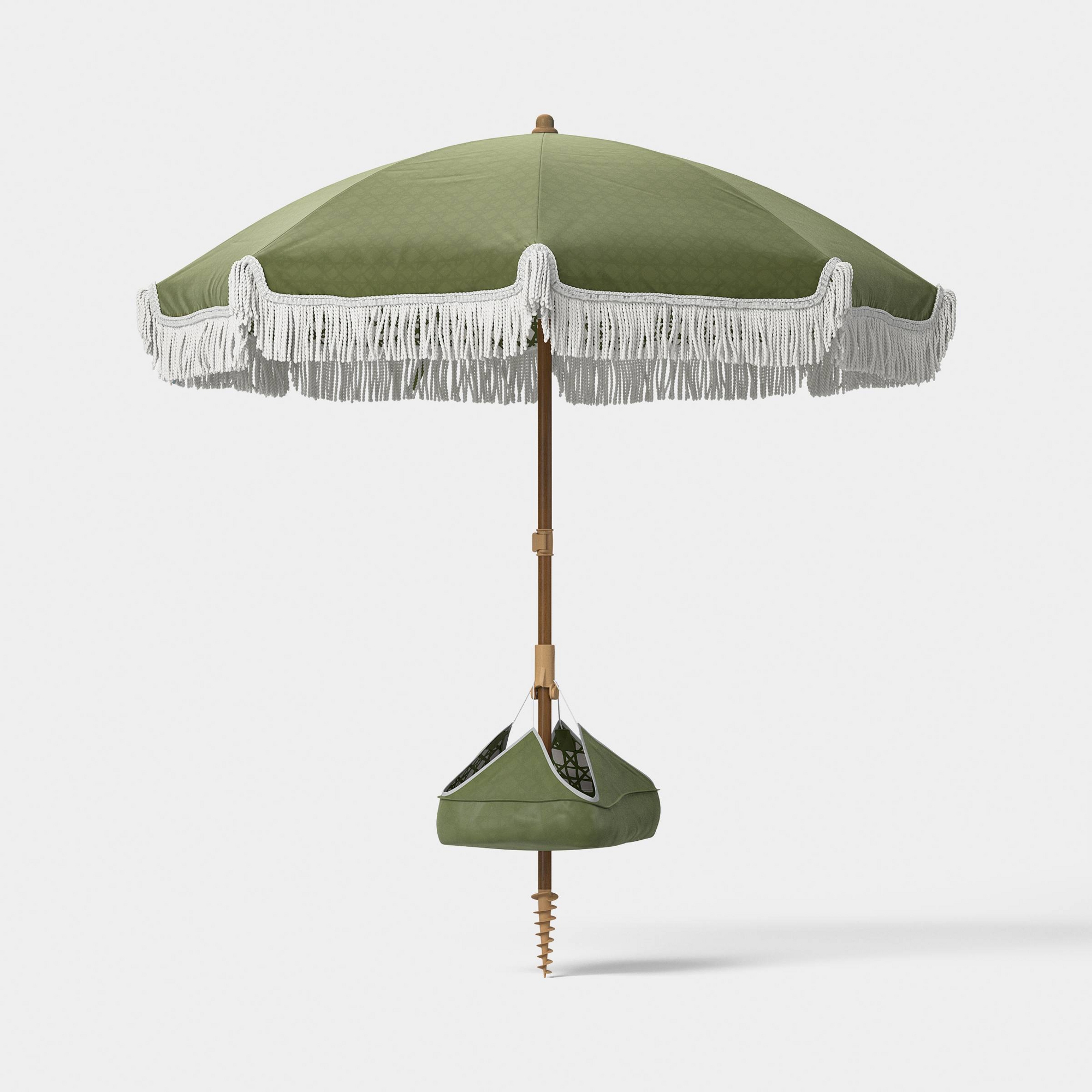 6' Round Beach Umbrella with Fringe Green - Threshold™