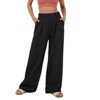 Women's High - Waisted Cotton Straight - Leg Wide - Leg Pants, Loose & Casual Long Trousers - 4 of 4
