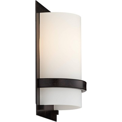 Crisp Iron Oxide Cylinder Wall Sconce with Etched Opal Glass