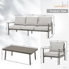 HAPPATIO Patio Outdoor Furniture Set,4 Piece Aluminum Patio Conversation Set with Coffee Table, Armchairs and 3-Seat Sofa for Backyard Deck Poolside - 3 of 4