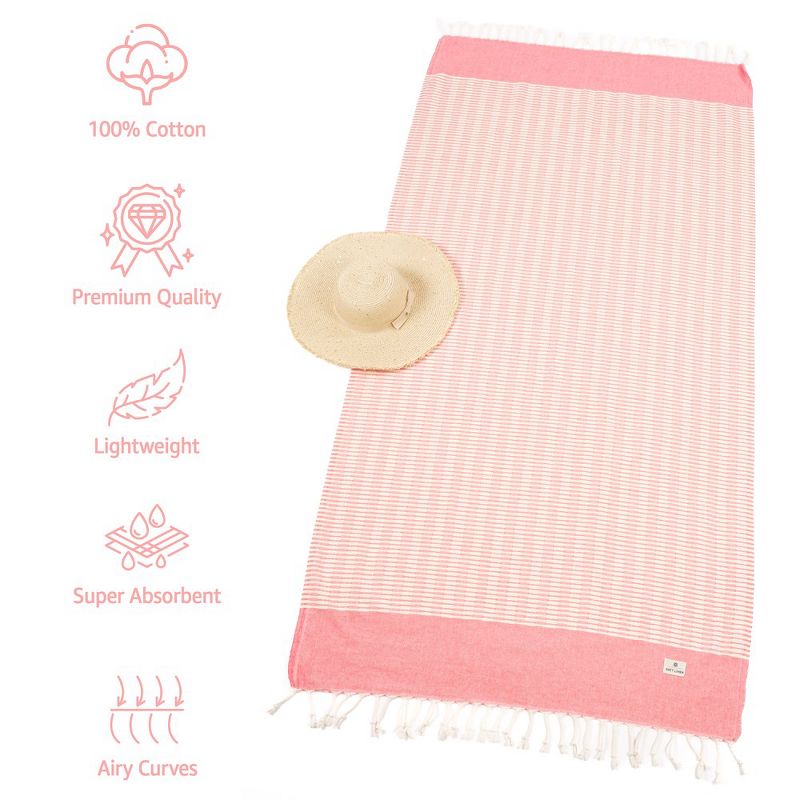 American Soft Linen Turkish Peshtemal Beach Towel, 100% Cotton Peshtemal Towels for Beach and Pool, 3 of 7