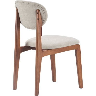Light Gray Upholstered Wood Mid-Century Modern Dining Chairs