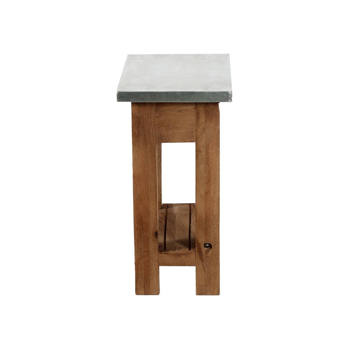 Millwork End Table with Shelf: Modern Industrial Style, Hardwood Frame - Alaterre Furniture - thumbnail 4