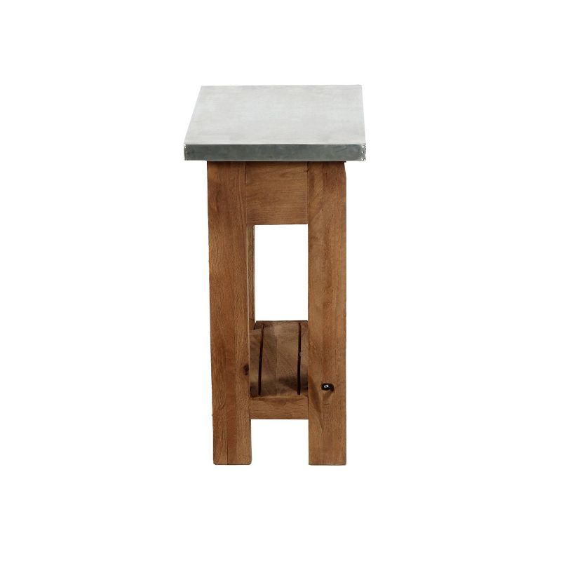 Millwork End Table with Shelf Wood and Zinc Metal Silver/Light Amber - Alaterre Furniture, 5 of 12