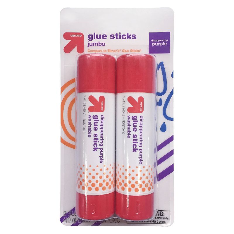 2ct Jumbo Glue Sticks Disappearing Purple - up &#38; up&#8482;, 1 of 2