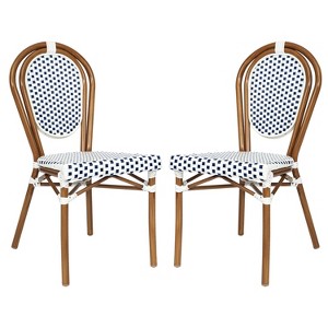 Merrick Lane Celia Set of Two Stacking Thonet Bistro Style Chair, PE Rattan Seat, and Metal Frame for Indoor/Outdoor Use - 1 of 4