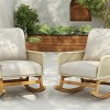 Set of 2 Garden Wicker Rocking Chairs with Cushions,Outdoor Rattan Rocking Chair for Patio Balcony,Wood Rocking Chair for Living Room-Coolbibila - 3 of 4