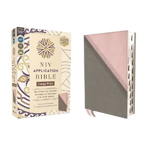 NIV Application Bible, Large Print, Leathersoft, Pink/Gray, Red Letter, Thumb Indexed, Comfort Print - (NIV Application Commentary Resources) - 1 of 1