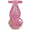 Allegra K Women's Glitter Square Toe Ankle Buckle Strap Chunky Heels Sandals - 3 of 4