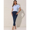 INSPIRE CHIC Women's Striped Button Down Turndown Collar Cotton Casual Cap Sleeve Blouse - 4 of 4