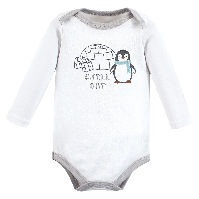 Hudson Baby Unisex Baby Cotton Long-Sleeve Bodysuits, Chill Out Penguin, 3 of 8