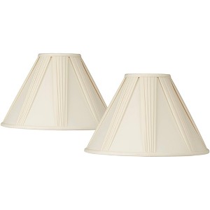 Springcrest Collection Set of 2 Lamp Shades Ivory French Drape Large 6" Top x 17" Bottom x 12" High Spider Harp and Finial Fitting - 1 of 4